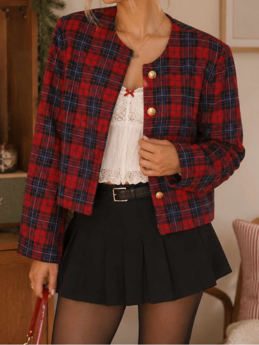 Vintage 80’s Pendleton Wool Plaid Suit Coat Tartan Hunting Blazer Jacket Size 8 - Picture 1 of 14